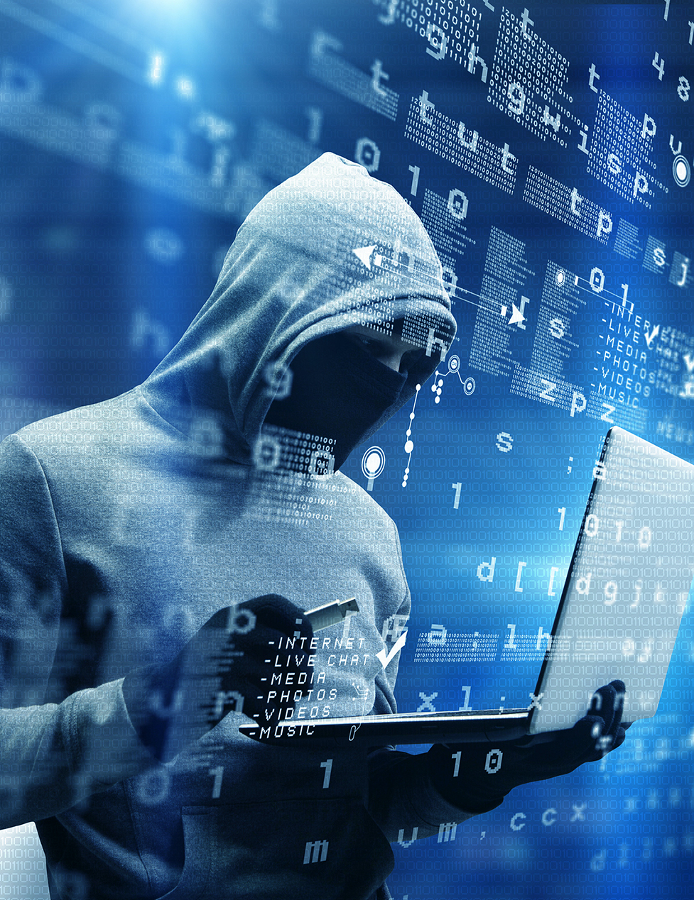 Network security and privacy crime. Mixed media . Mixed media